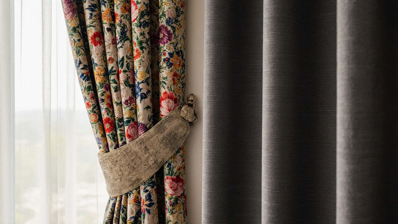 เปรียบเทียบผ้าม่านลายดั้งเดิมกับผ้าม่านลายโมเดิร์น แสดงถึงความเรียบง่ายที่ทันสมัยกว่า