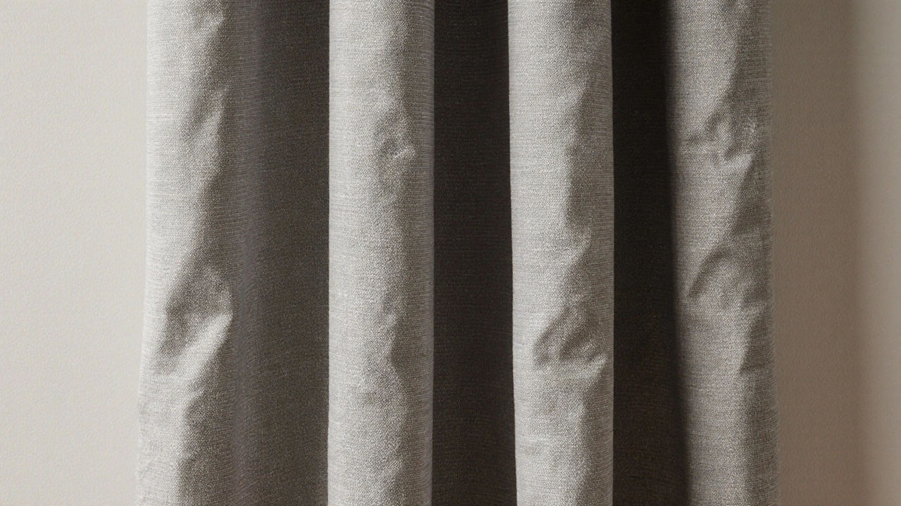 รายละเอียดผ้าม่านกันแสงหนาแน่นค่า GSM 250 แสดงโครงสร้างที่หนาและปิดกั้นแสง